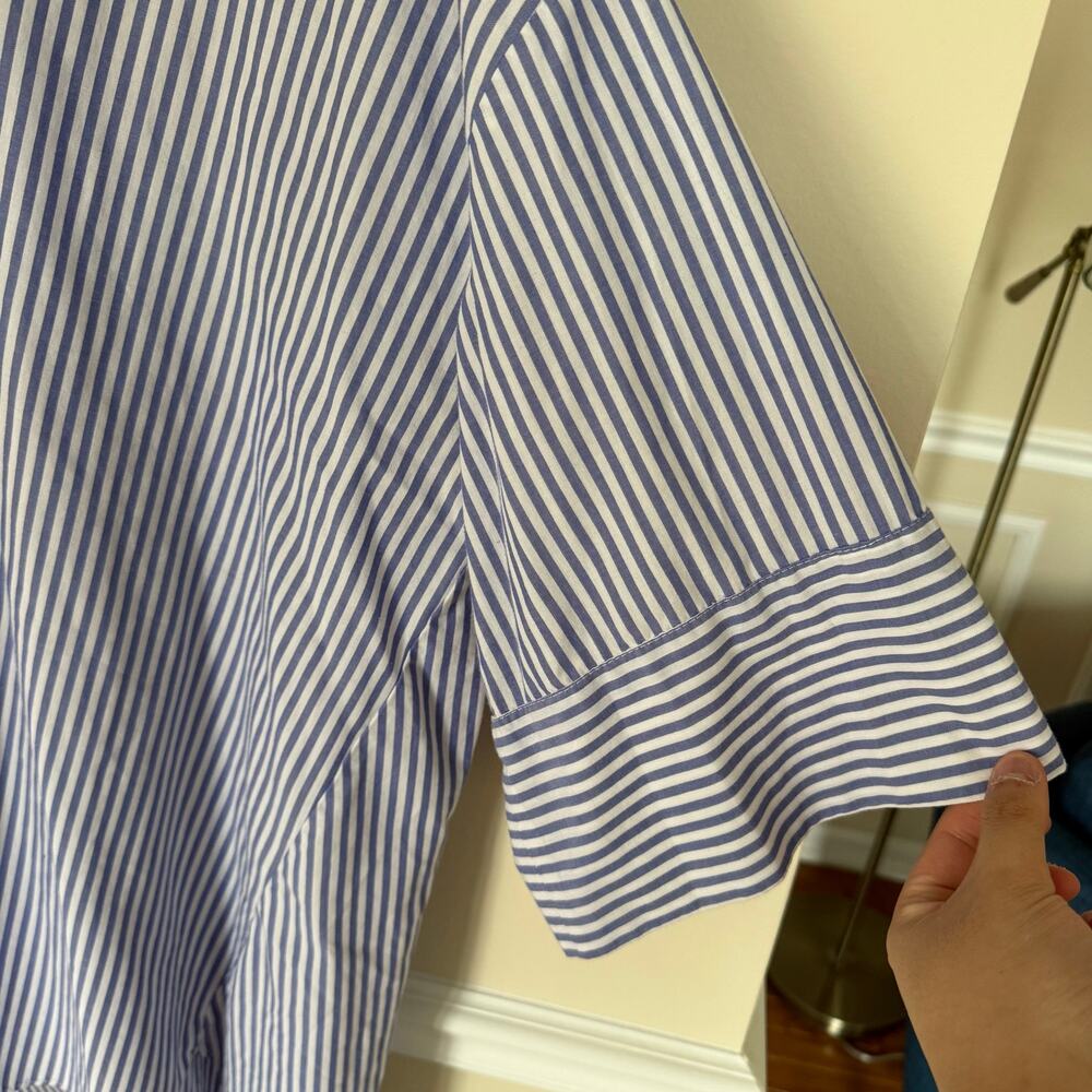 Zara Women’s Tunic-Like Blue and White Stripe Button Down Collared Top Summer - Picture 7 of 10